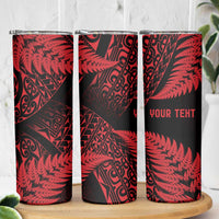 New Zealand Rugby Pacific Personalised Skinny Tumbler All Red Maori Pasifika Fern Pattern