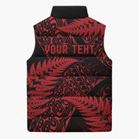 New Zealand Rugby Pacific Personalised Sleeveless Puffer Jacket All Red Maori Pasifika Fern Pattern - Polynesian Pride