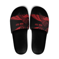 New Zealand Rugby Pacific Personalised Slide Sandals All Red Maori Pasifika Fern Pattern - Polynesian Pride