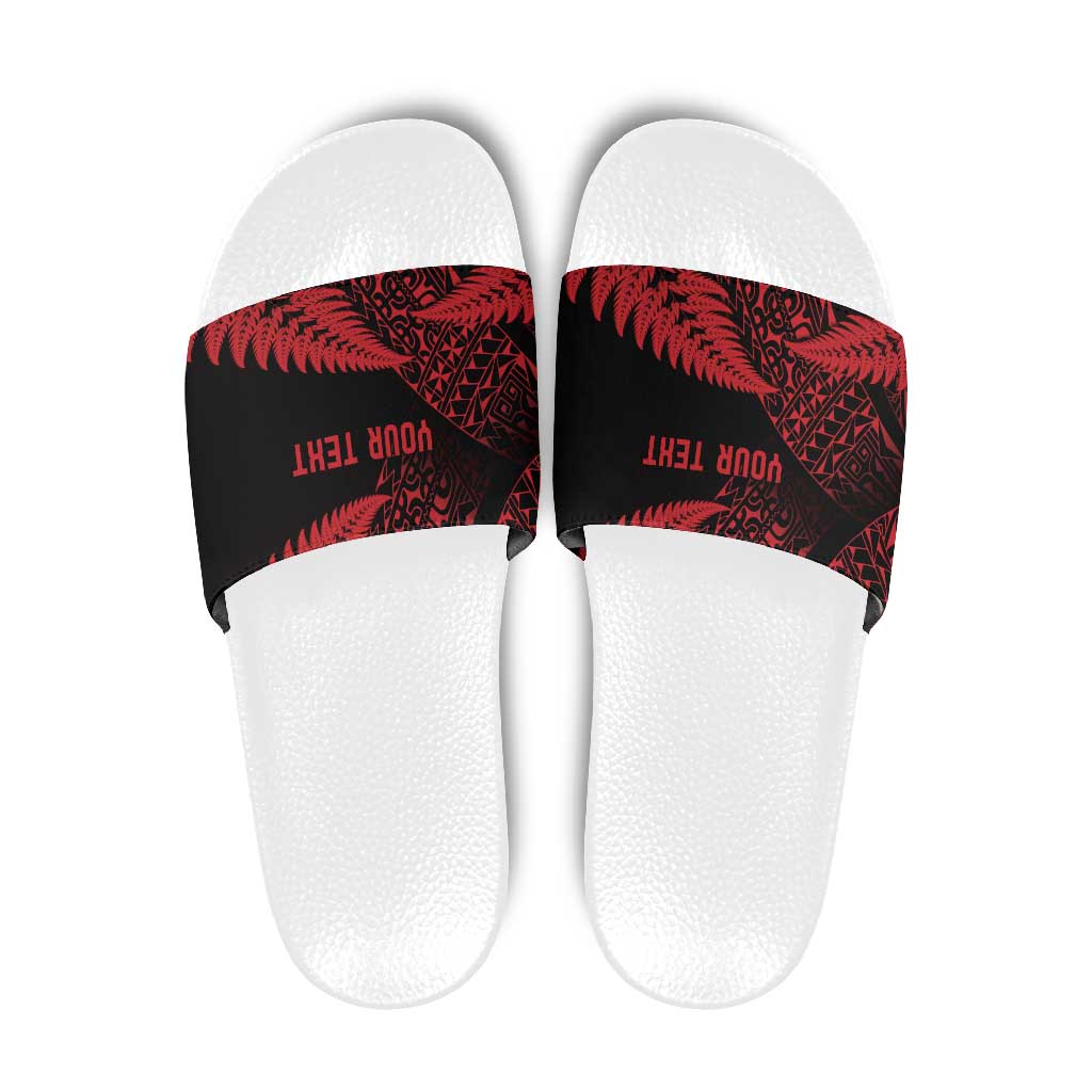 New Zealand Rugby Pacific Personalised Slide Sandals All Red Maori Pasifika Fern Pattern - Polynesian Pride