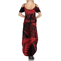 New Zealand Rugby Pacific Personalised Summer Maxi Dress All Red Maori Pasifika Fern Pattern