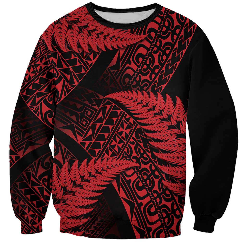 New Zealand Rugby Pacific Personalised Sweatshirt All Red Maori Pasifika Fern Pattern