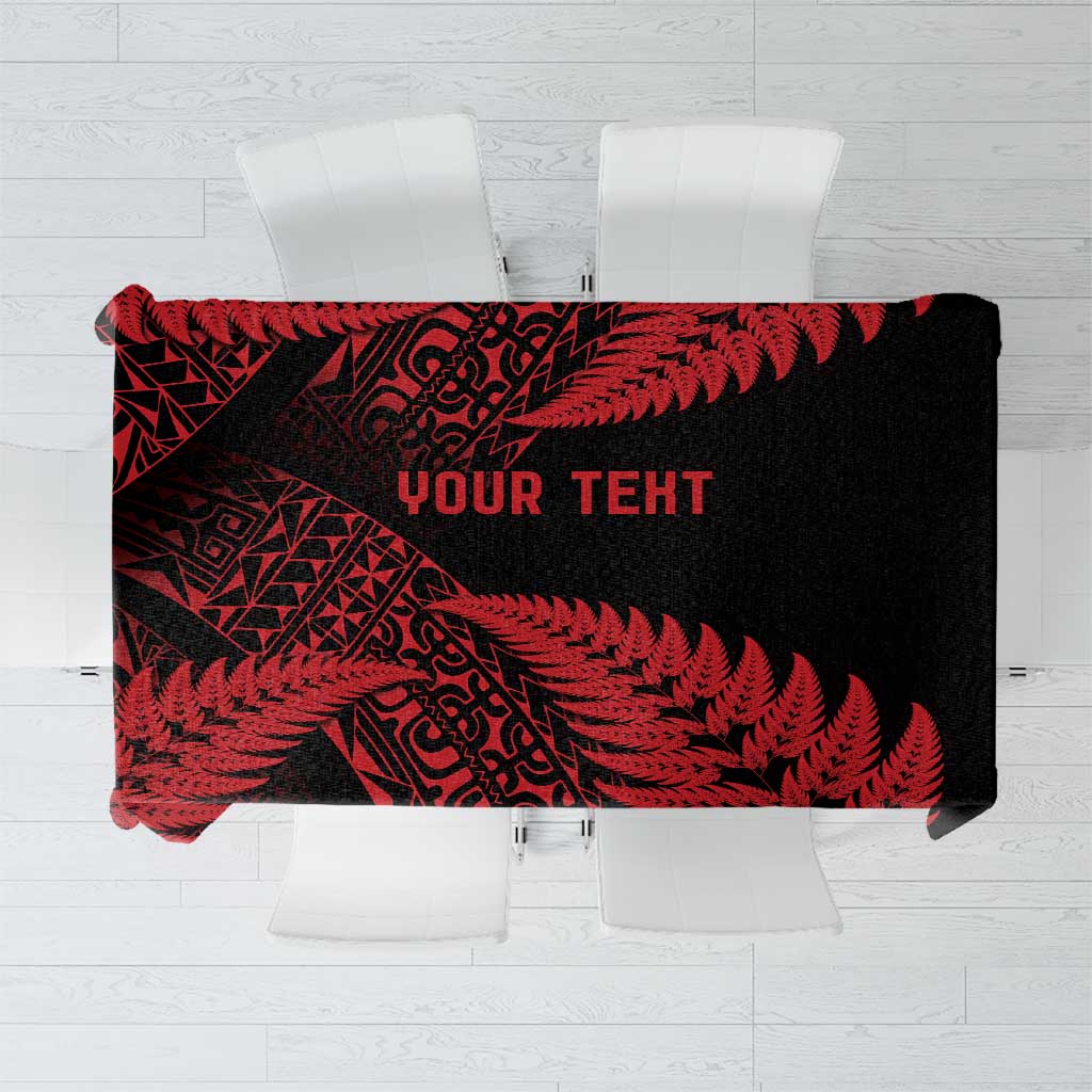 New Zealand Rugby Pacific Personalised Tablecloth All Red Maori Pasifika Fern Pattern