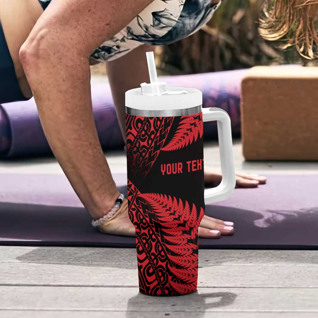 New Zealand Rugby Pacific Personalised Tumbler With Handle All Red Maori Pasifika Fern Pattern