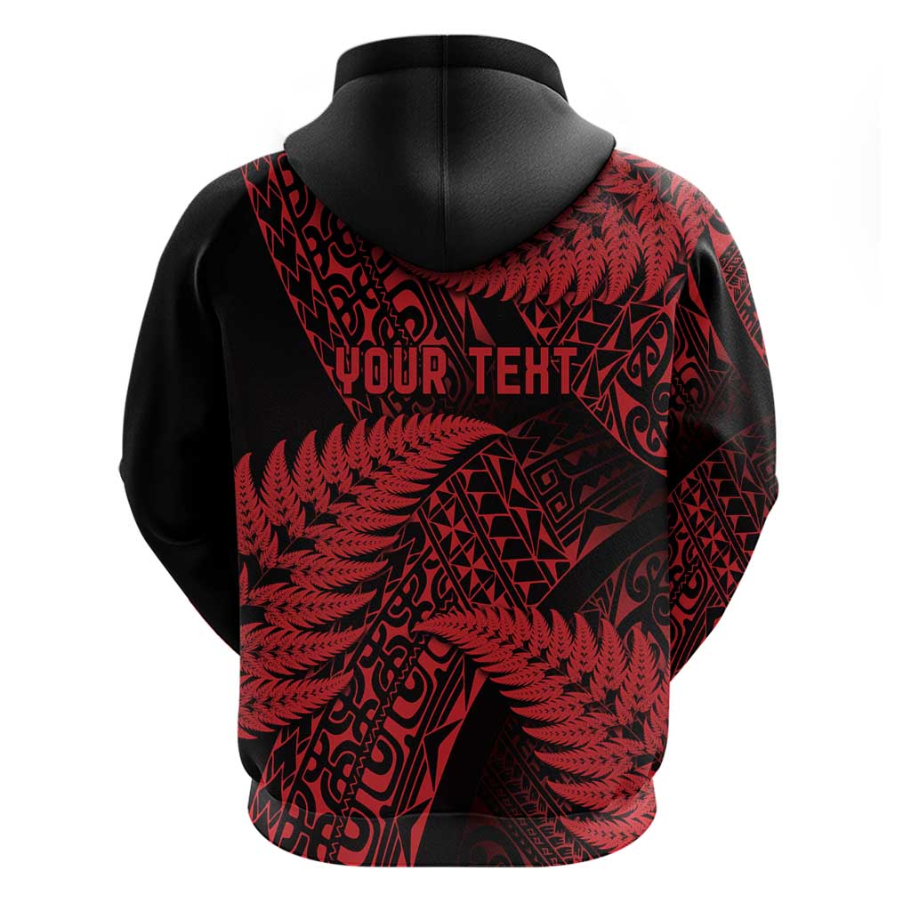 New Zealand Rugby Pacific Personalised Zip Hoodie All Red Maori Pasifika Fern Pattern