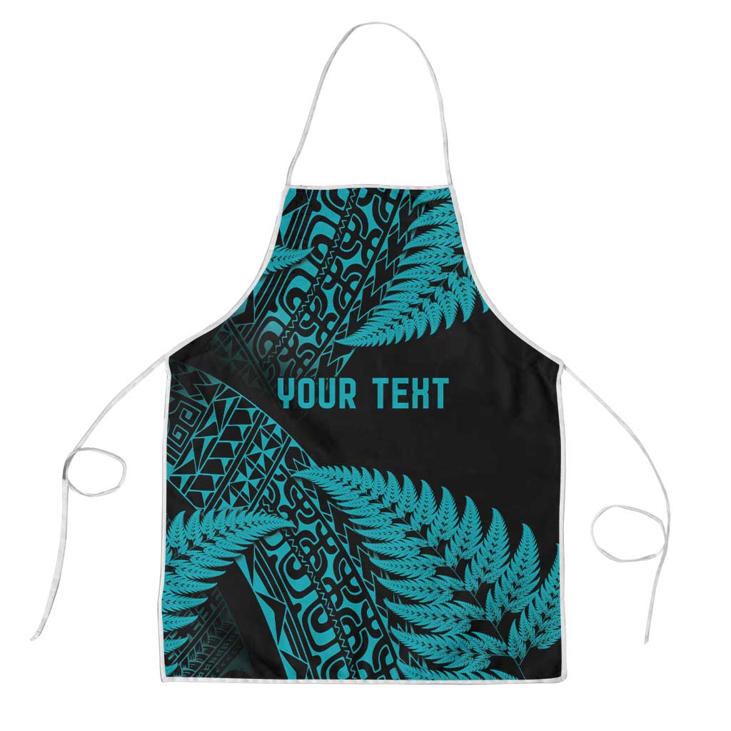 New Zealand Rugby Pacific Personalised Apron All Turquoise Maori Pasifika Fern Pattern - Polynesian Pride