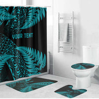 New Zealand Rugby Pacific Personalised Bathroom Set All Turquoise Maori Pasifika Fern Pattern - Polynesian Pride