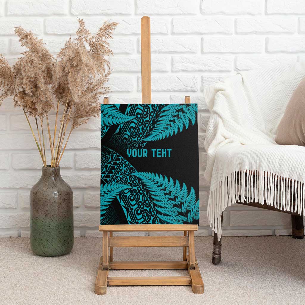 New Zealand Rugby Pacific Personalised Canvas Wall Art All Turquoise Maori Pasifika Fern Pattern
