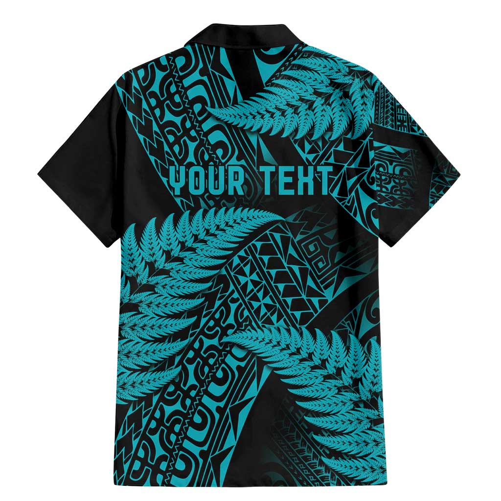 New Zealand Rugby Pacific Personalised Family Matching Mermaid Dress and Hawaiian Shirt All Turquoise Maori Pasifika Fern Pattern