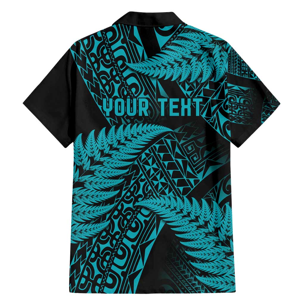 New Zealand Rugby Pacific Personalised Family Matching Short Sleeve Bodycon Dress and Hawaiian Shirt All Turquoise Maori Pasifika Fern Pattern