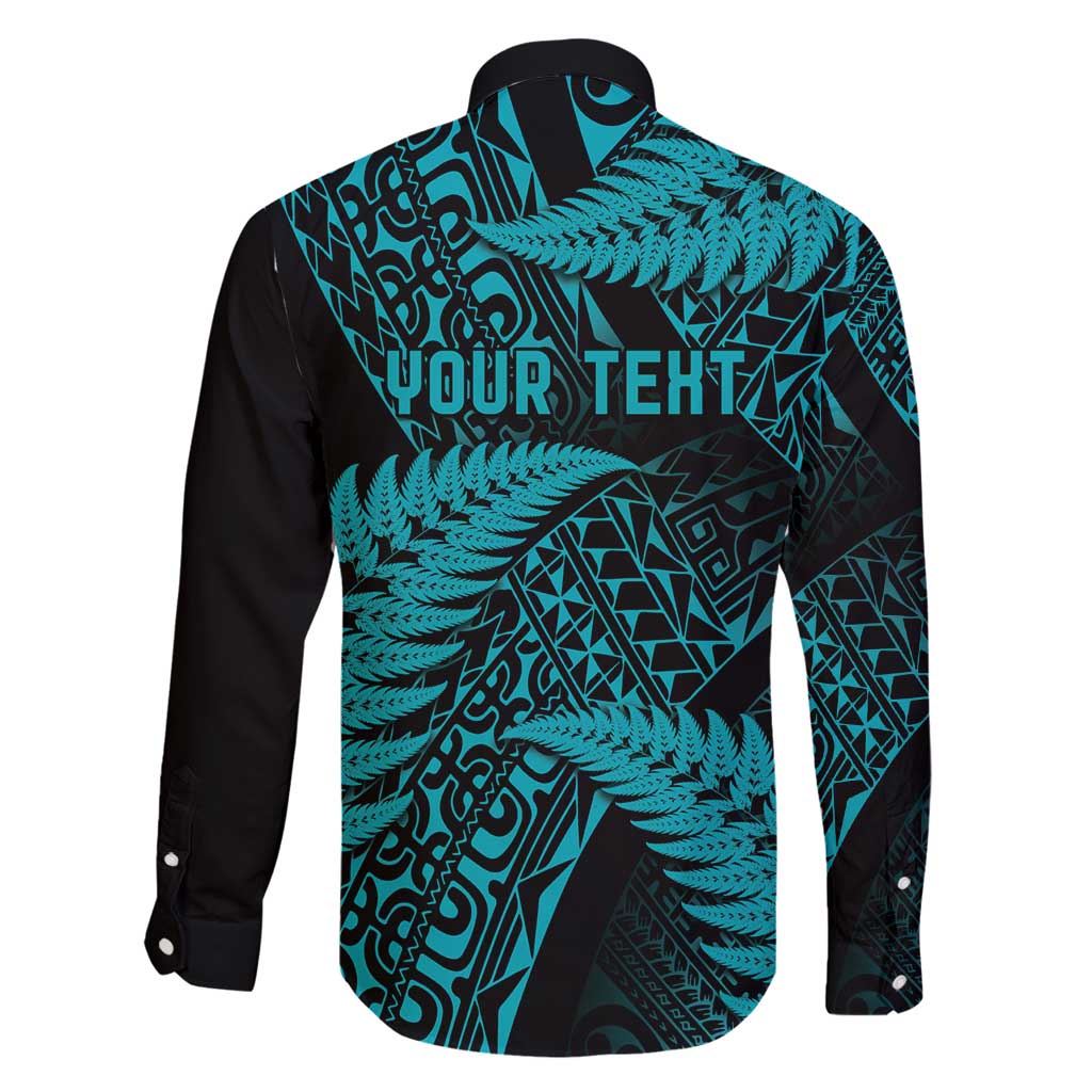 New Zealand Rugby Pacific Personalised Family Matching Summer Maxi Dress and Hawaiian Shirt All Turquoise Maori Pasifika Fern Pattern