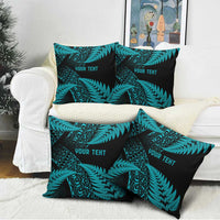 New Zealand Rugby Pacific Personalised Pillow Cover All Turquoise Maori Pasifika Fern Pattern - Polynesian Pride
