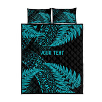 New Zealand Rugby Pacific Personalised Quilt Bed Set All Turquoise Maori Pasifika Fern Pattern