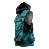 New Zealand Rugby Pacific Personalised Sleeveless Hoodie All Turquoise Maori Pasifika Fern Pattern - Polynesian Pride