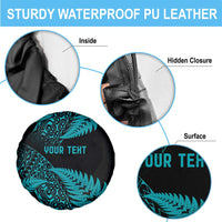 New Zealand Rugby Pacific Personalised Spare Tire Cover All Turquoise Maori Pasifika Fern Pattern