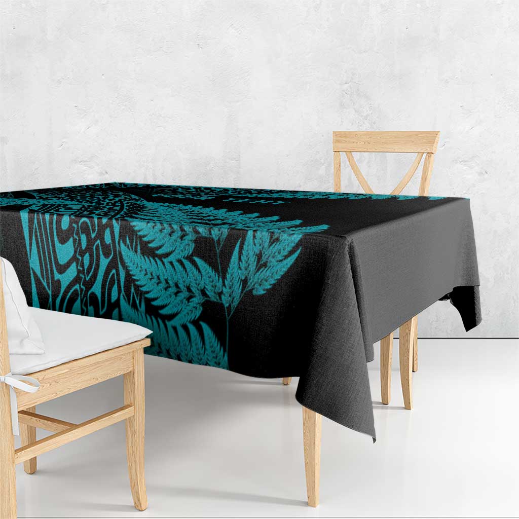 New Zealand Rugby Pacific Personalised Tablecloth All Turquoise Maori Pasifika Fern Pattern