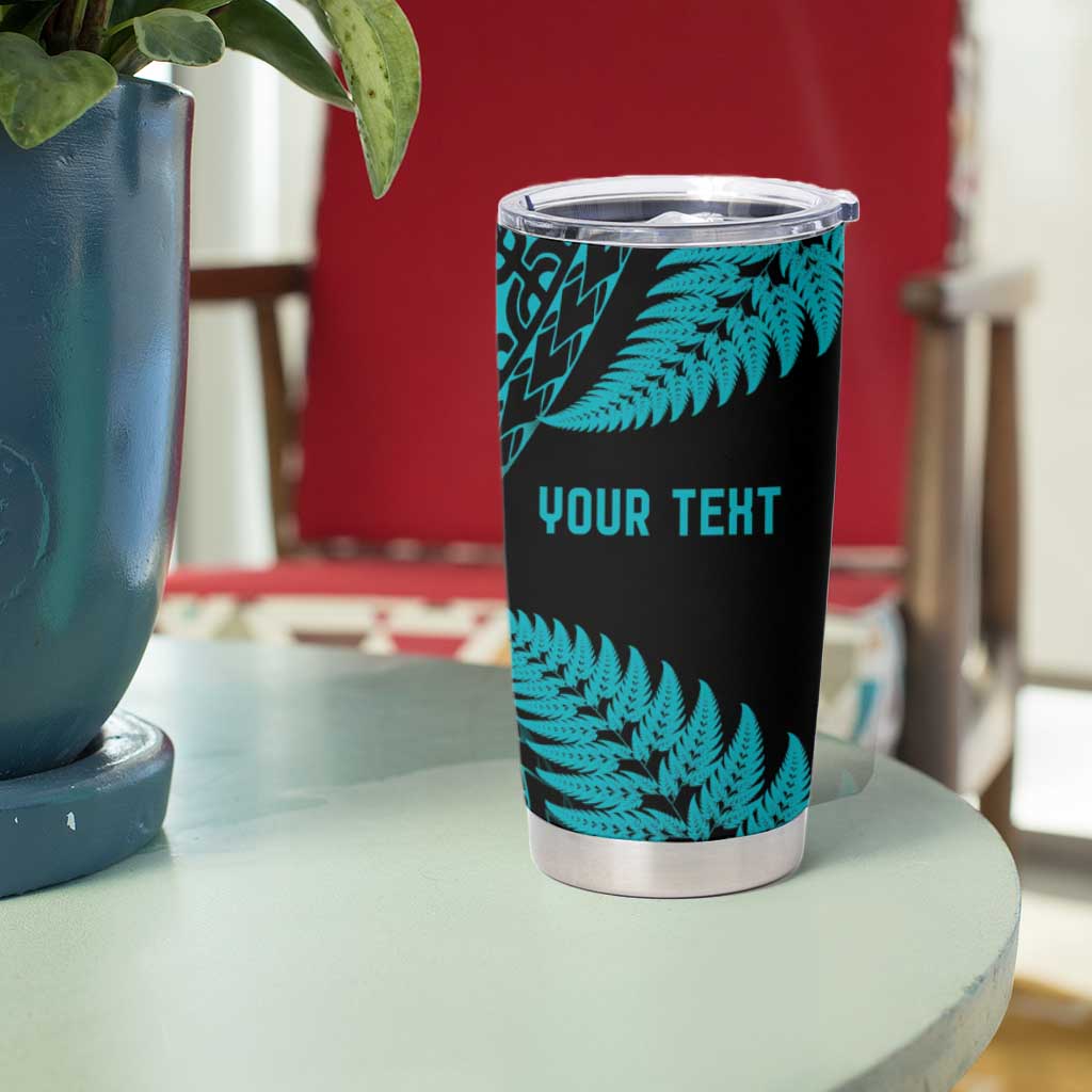 New Zealand Rugby Pacific Personalised Tumbler Cup All Turquoise Maori Pasifika Fern Pattern