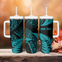 New Zealand Rugby Pacific Personalised Tumbler With Handle All Turquoise Maori Pasifika Fern Pattern
