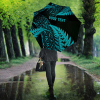 New Zealand Rugby Pacific Personalised Umbrella All Turquoise Maori Pasifika Fern Pattern - Polynesian Pride