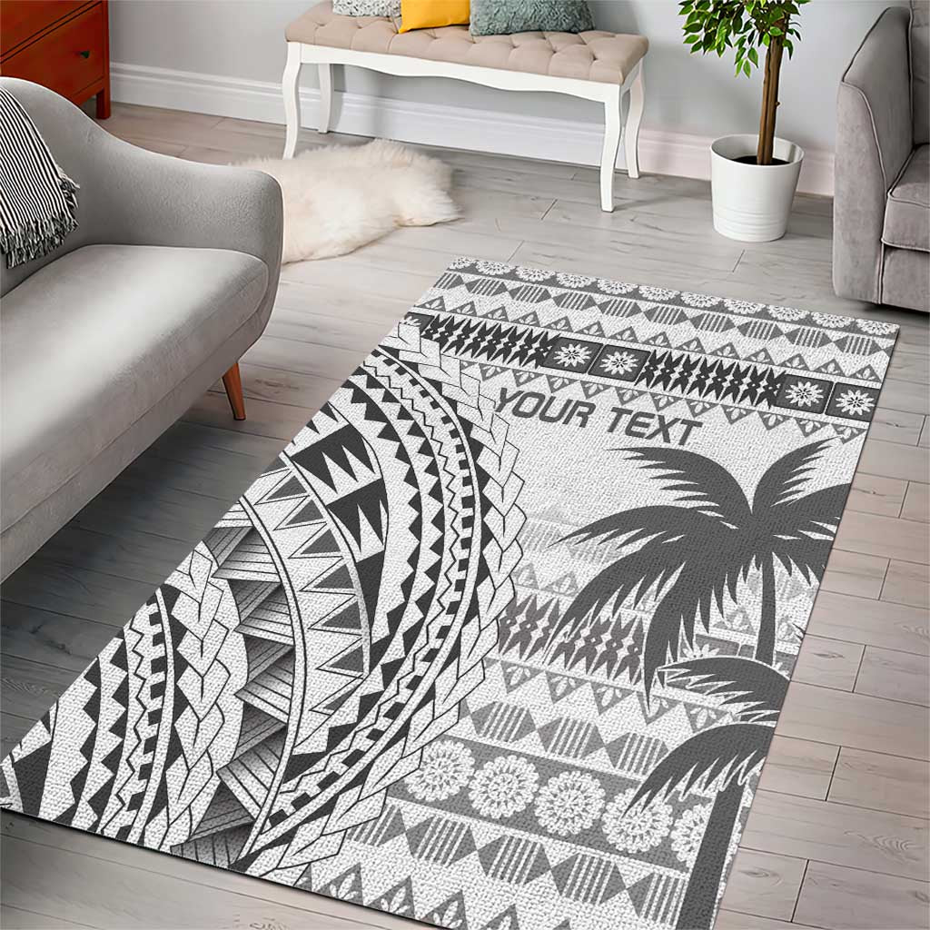 Custom Fiji Rugby Area Rug Polynesian Fijian Masi Palm Tree