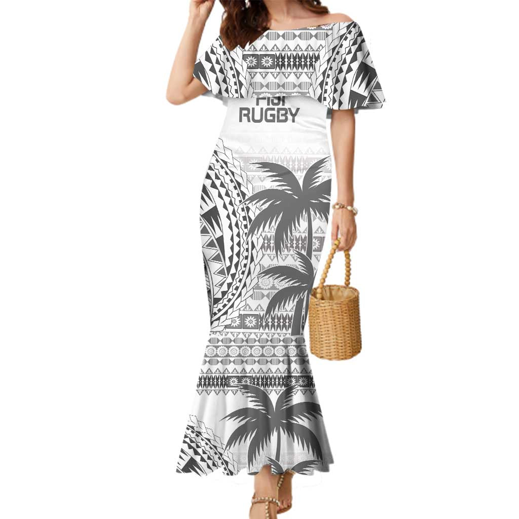 Custom Fiji Rugby Family Matching Mermaid Dress and Hawaiian Shirt Polynesian Fijian Masi Palm Tree