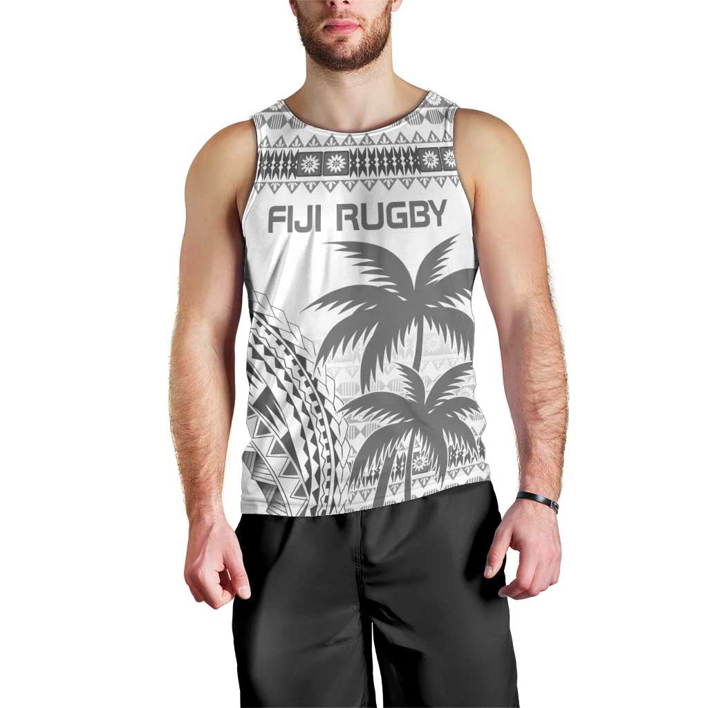 Custom Fiji Rugby Men Tank Top Polynesian Fijian Masi Palm Tree