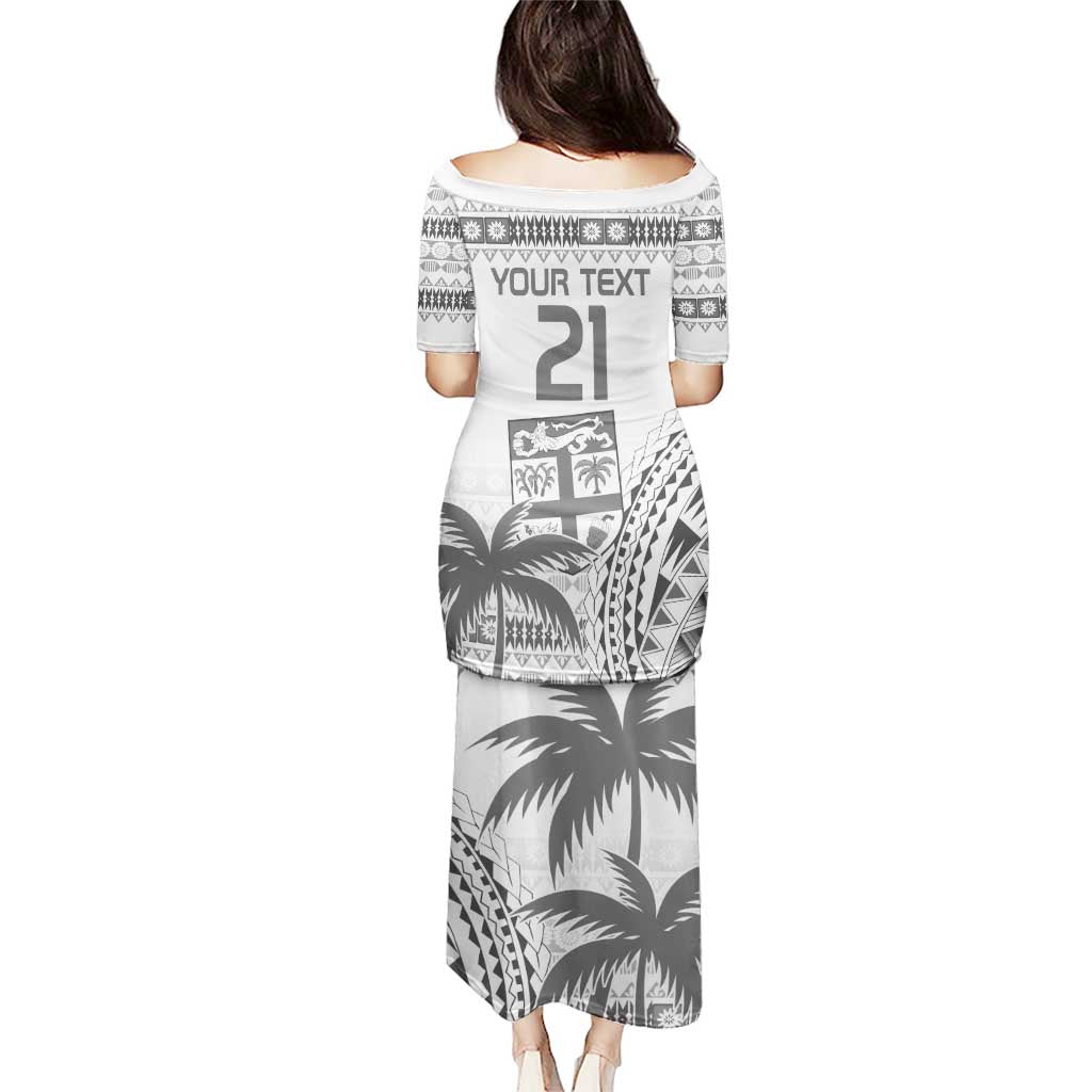 Custom Fiji Rugby Puletasi Polynesian Fijian Masi Palm Tree