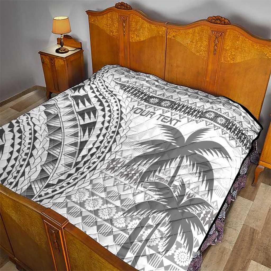 Custom Fiji Rugby Quilt Polynesian Fijian Masi Palm Tree