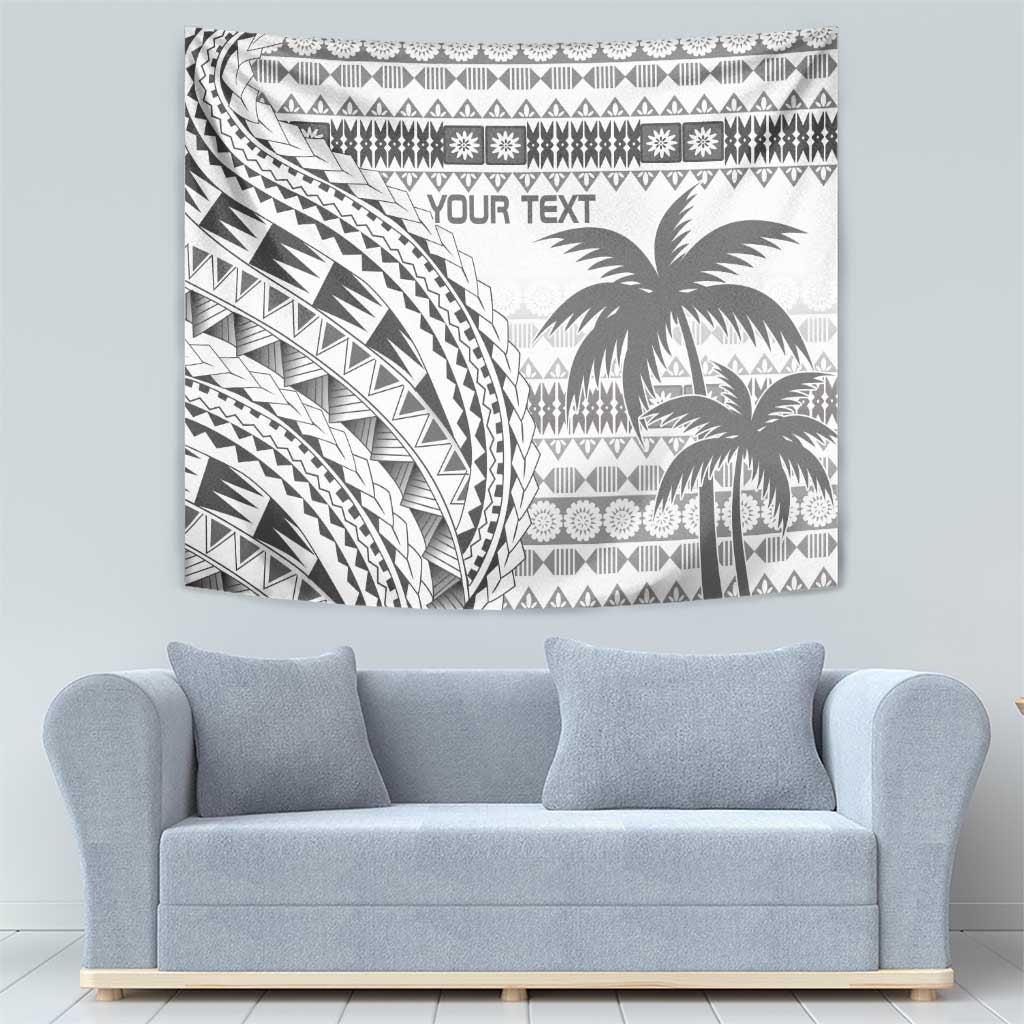 Custom Fiji Rugby Tapestry Polynesian Fijian Masi Palm Tree