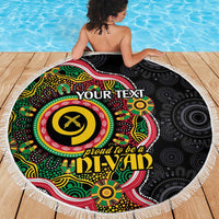 Vanuatu Personalised Beach Blanket Aboriginal Dot Paitnting - Polynesian Pride