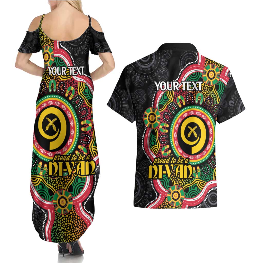 Vanuatu Personalised Couples Matching Summer Maxi Dress and Hawaiian Shirt Aboriginal Dot Paitnting - Polynesian Pride