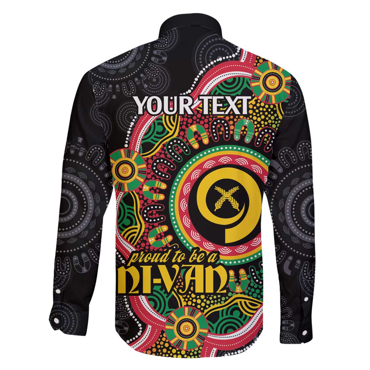 Vanuatu Personalised Family Matching Off The Shoulder Long Sleeve Dress and Hawaiian Shirt Aboriginal Dot Paitnting - Polynesian Pride