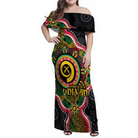 Vanuatu Personalised Family Matching Off Shoulder Maxi Dress and Hawaiian Shirt Aboriginal Dot Paitnting - Polynesian Pride
