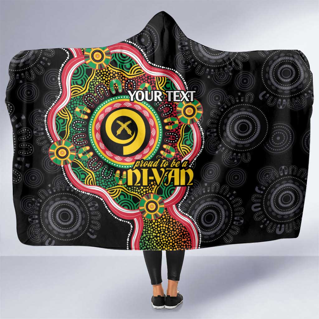 Vanuatu Personalised Hooded Blanket Aboriginal Dot Paitnting LT9 One Size Black - Polynesian Pride