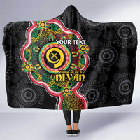 Vanuatu Personalised Hooded Blanket Aboriginal Dot Paitnting LT9 One Size Black - Polynesian Pride