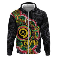 Vanuatu Personalised Hoodie Aboriginal Dot Paitnting LT9 Zip Hoodie Black - Polynesian Pride