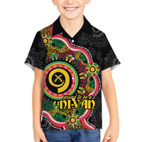 Vanuatu Personalised Kid Hawaiian Shirt Aboriginal Dot Paitnting LT9 Kid Black - Polynesian Pride