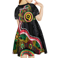 Vanuatu Personalised Kid Short Sleeve Dress Aboriginal Dot Paitnting LT9 - Polynesian Pride