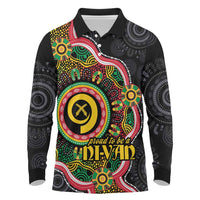 Vanuatu Personalised Long Sleeve Polo Shirt Aboriginal Dot Paitnting LT9 Black - Polynesian Pride