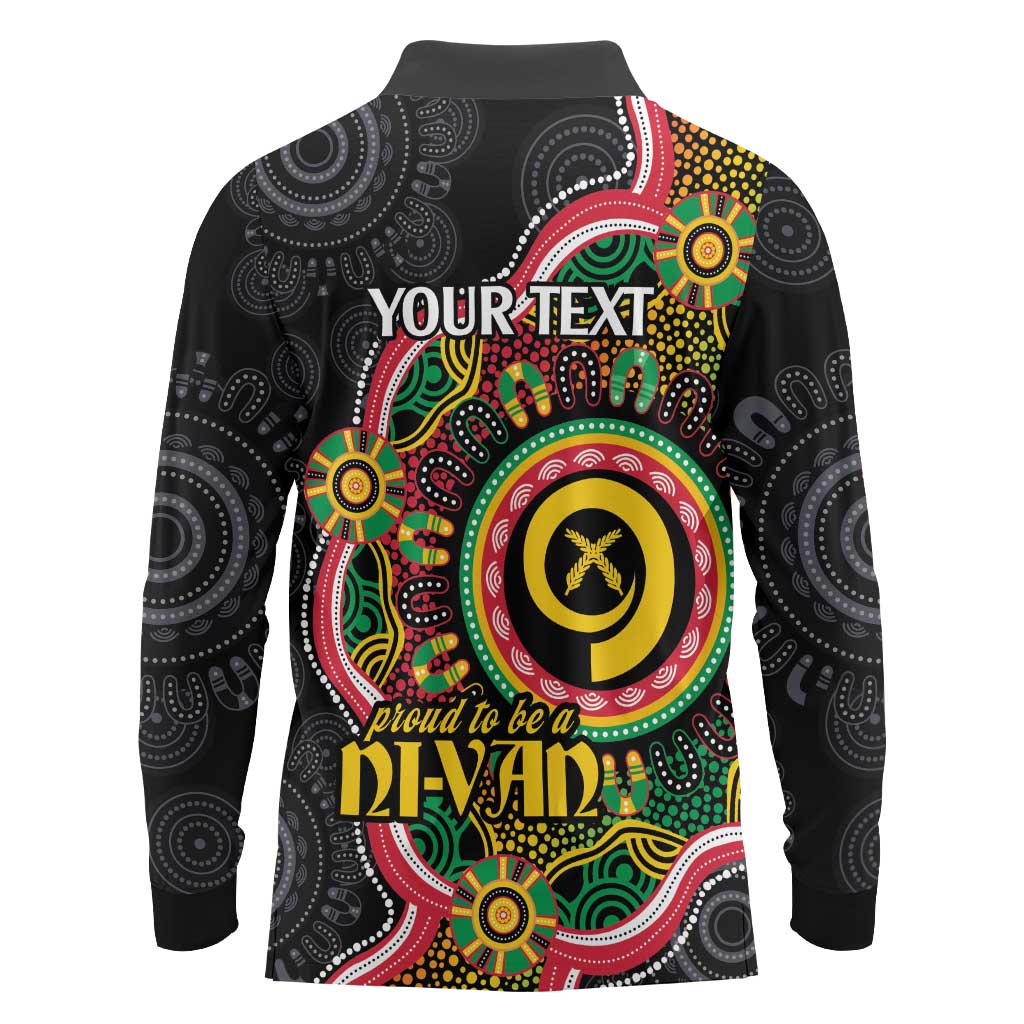 Vanuatu Personalised Long Sleeve Polo Shirt Aboriginal Dot Paitnting LT9 - Polynesian Pride
