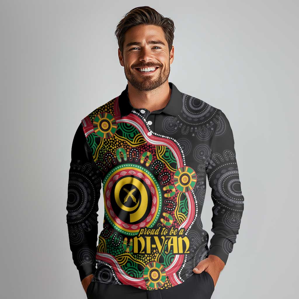 Vanuatu Personalised Long Sleeve Polo Shirt Aboriginal Dot Paitnting LT9 - Polynesian Pride