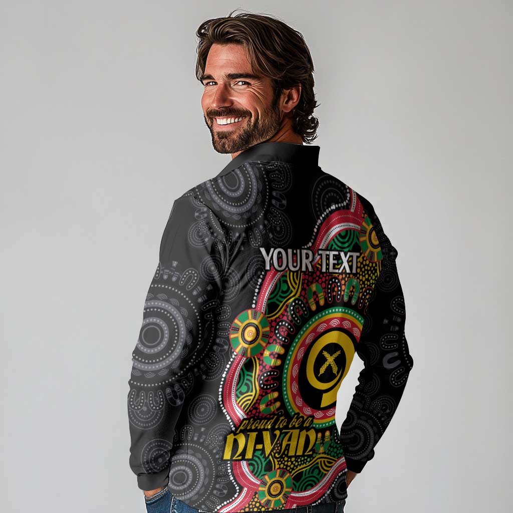 Vanuatu Personalised Long Sleeve Polo Shirt Aboriginal Dot Paitnting LT9 - Polynesian Pride