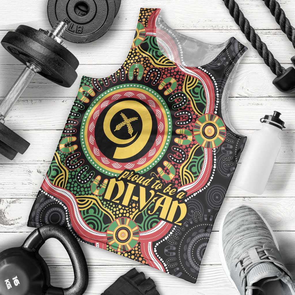 Vanuatu Personalised Men Tank Top Aboriginal Dot Paitnting - Polynesian Pride