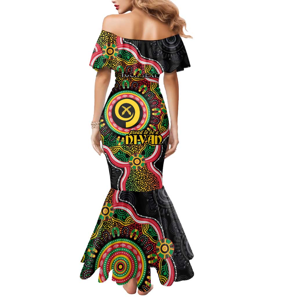 Vanuatu Personalised Mermaid Dress Aboriginal Dot Paitnting LT9 - Polynesian Pride