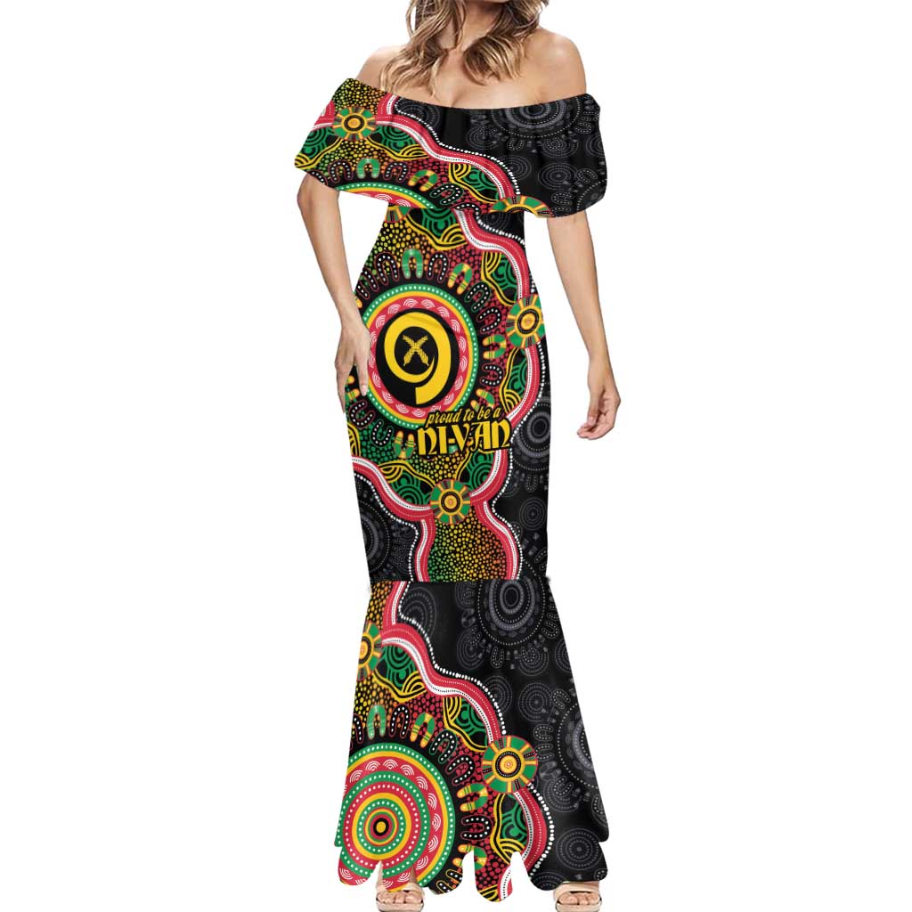 Vanuatu Personalised Mermaid Dress Aboriginal Dot Paitnting LT9 - Polynesian Pride