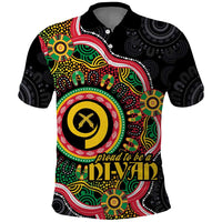 Vanuatu Personalised Polo Shirt Aboriginal Dot Paitnting LT9 Black - Polynesian Pride