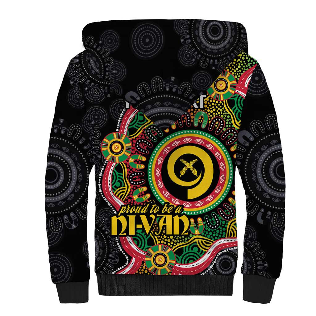 Vanuatu Personalised Sherpa Hoodie Aboriginal Dot Paitnting - Polynesian Pride