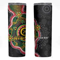 Vanuatu Personalised Skinny Tumbler Aboriginal Dot Paitnting LT9 Black - Polynesian Pride