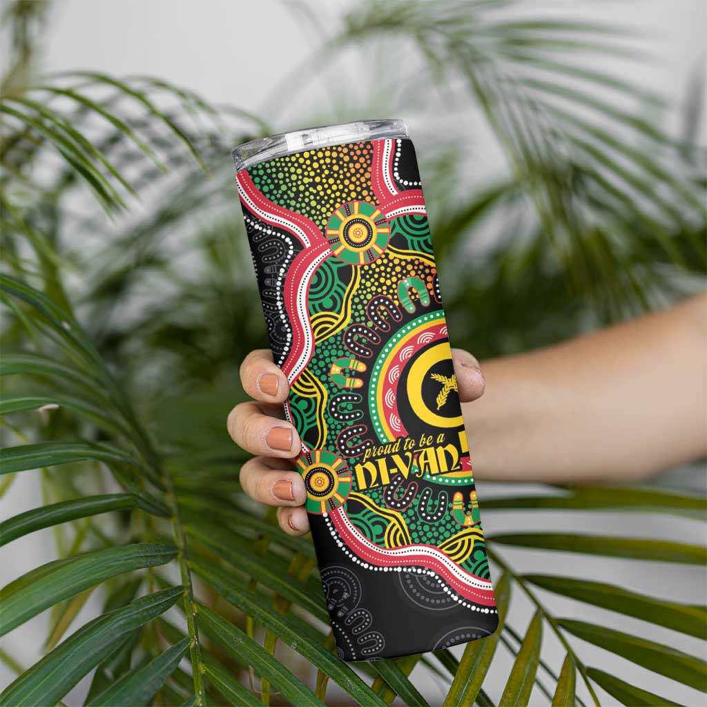 Vanuatu Personalised Skinny Tumbler Aboriginal Dot Paitnting LT9 - Polynesian Pride