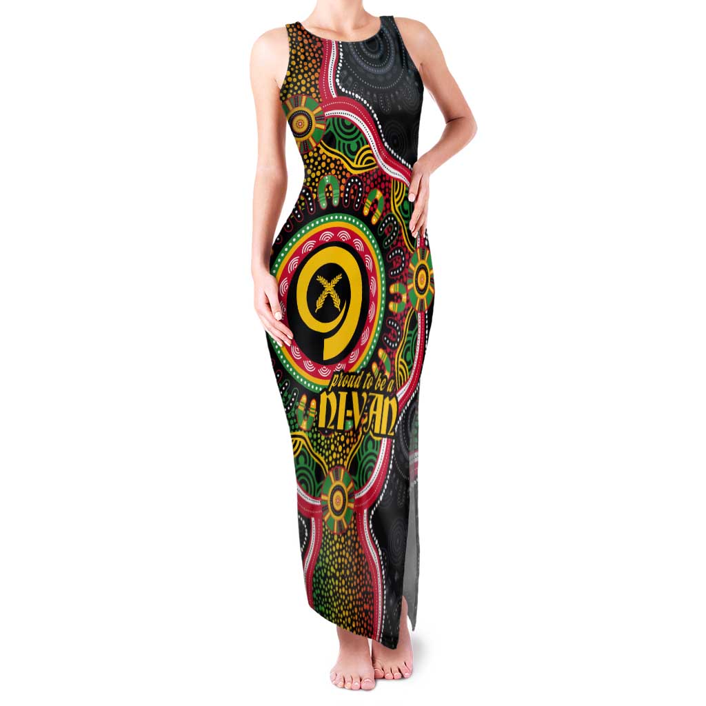 Vanuatu Personalised Tank Maxi Dress Aboriginal Dot Paitnting - Polynesian Pride